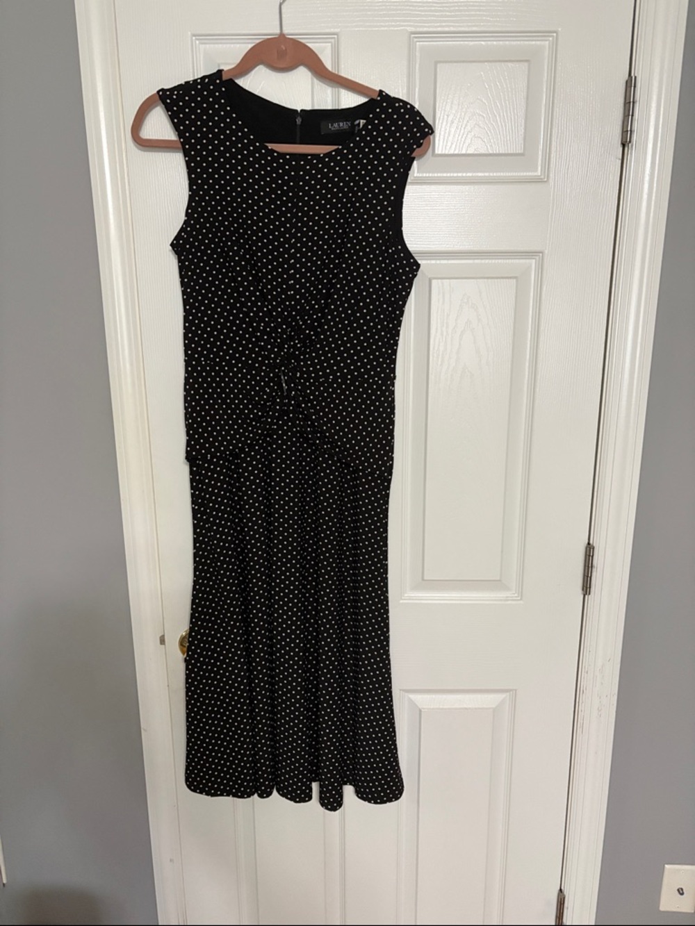 Lauren Ralph Lauren Black and White Polka Dot Midi Dress
